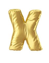 Letter X. Balloon alphabet 3d render golden.