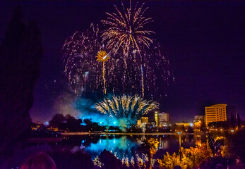 fireworks over the city
