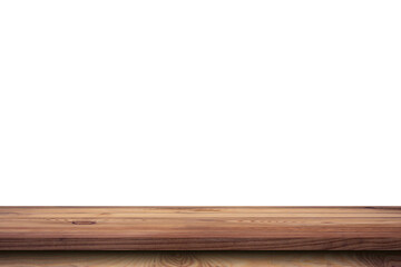 Empty wood table on isolate white background and display montage with copy space for product.