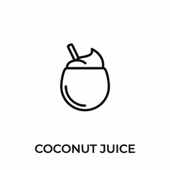 Obraz premium coconut juice icon vector. coconut juice sign symbol for modern design. Vector illustration 