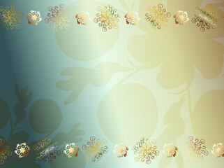 Beige floral background with gold patterns