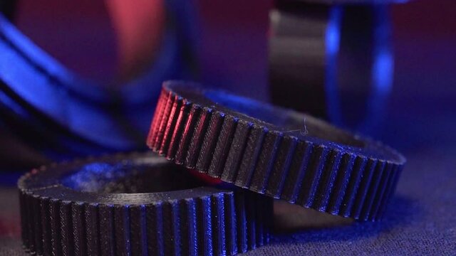 Replacement parts for machine tools in factories, printered on 5D 3D printers. Parts for faFused deposition modeling, 3D printer printing an object from plastic.