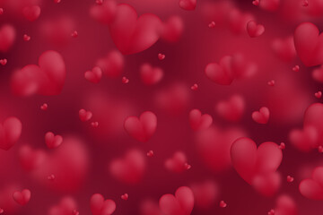Obraz na płótnie Canvas Abstract Valentine's Day design of seamless 3d red hearts decorative template. Overlapping with distance style of pattern background. illustration vector