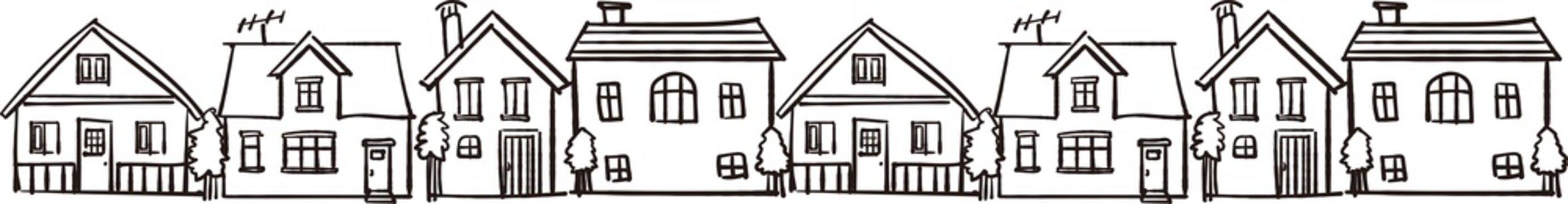 black and white houses in a row clip art preview