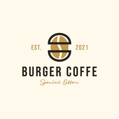 Burger coffee logo design template premium