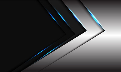 Abstract sliver grey metallic blue light arrow direction with dark blank space design modern futuristic vector background illustration.