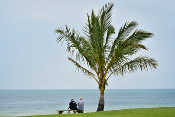 Fototapeta premium grandparents on the beach