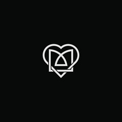 Fototapeta na wymiar letter M love symbol combination simple logo design template