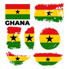 Ghana flag. Brush strokes are drawn by hand. vector