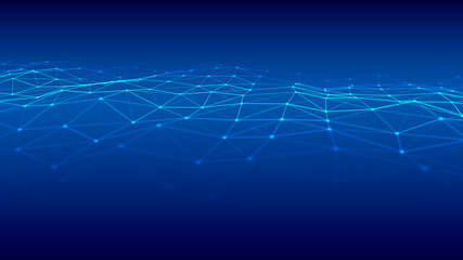 Abstract wave background with connection dots and lines. Technology illustration. Futuristic modern dynamic wave.