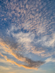 Magic clouds scape in the bright blue sky background