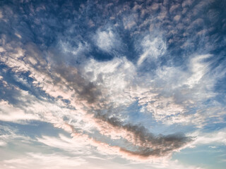 Magic clouds scape in the bright blue sky background