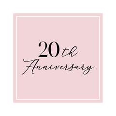 20th Anniversary quote. Calligraphy invitation card, banner or poster graphic design handwritten lettering vector element.