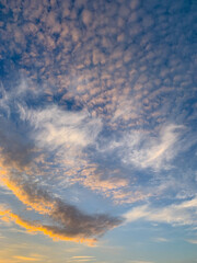 Magic clouds scape in the bright blue sky background