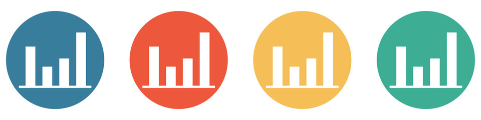 Bunter Banner mit 4 Buttons: Statistik Diagramm, Daten oder Ergebnis