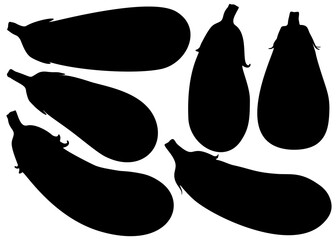 Eggplant vegetables in a set.