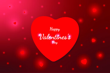 Bright Valentine`s day background, small hearts, in red colors
