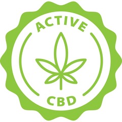 active cbd green badge rounded outline stamp icon