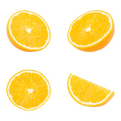collection Fresh orange fruit isolated white background
