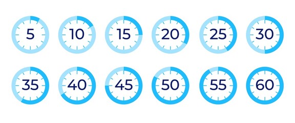 Blue timer set. Countdown template
