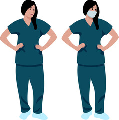 Fototapeta premium Cartoon flat vector isolated female doctor nurse character 