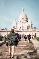 Tourist visiting Montmartre in Paris - France, 2020