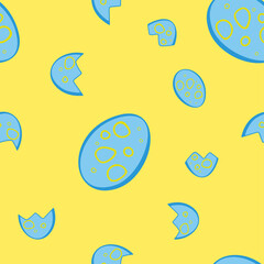 Funny cartoon hand drawn seamless vector egg pattern 