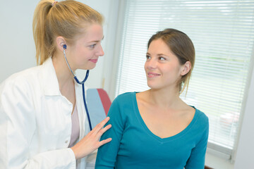 women and check up in the clinic
