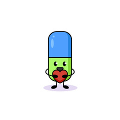 Cute capsule medicine mascot design