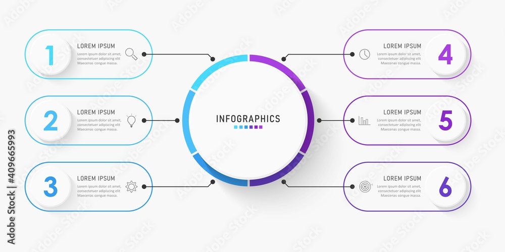 Wall mural vector infographic label design template with icons and 6 options or steps. can be used for process 