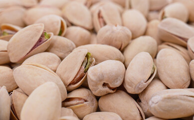 Bunch of pistachios in the shell.