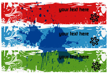 set of banners with splashes
