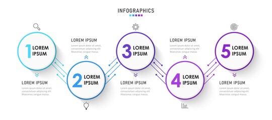 Vector Infographic label design template with icons and 5 options or steps. Can be used for process diagram, presentations, workflow layout, banner, flow chart, info graph.