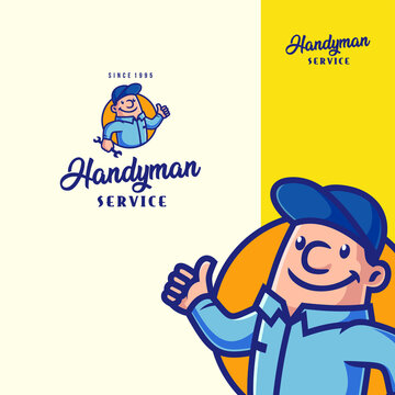 Handyman Service Mascot Logo Vector