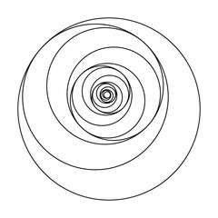 Abstract black rotated circle shape. Vector illustration. Design element for logo, sign, symbol, tattoo, web pages, prints, posters, template, monochrome pattern and abstract background