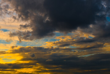 Sunset sky with black clouds