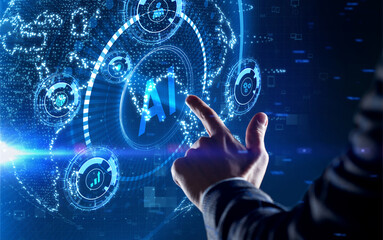 AI Learning and Artificial Intelligence Concept. Business, modern technology, internet and networking concept.