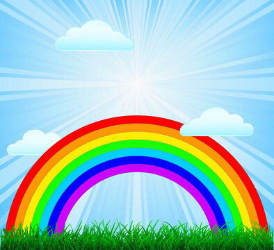 rainbow with green grass