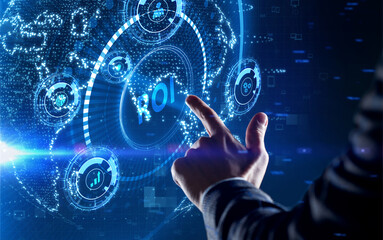 ROI Return on investment financial growth concept. Business, Technology, Internet and network concept.