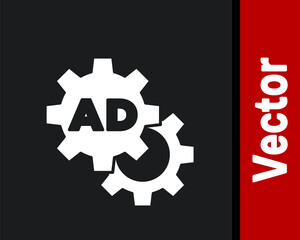 White Advertising icon isolated on black background. Concept of marketing and promotion process. Responsive ads. Social media advertising. Vector.