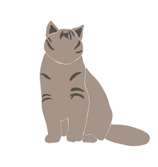 Abstract cat vector, boho cute animal isolated, adorable cat for print, minimalist graphic elements