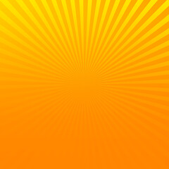 Fototapeta premium Orange vector comic pop art halftone background with yellow sunbeams, space for your text. Abstract illustration