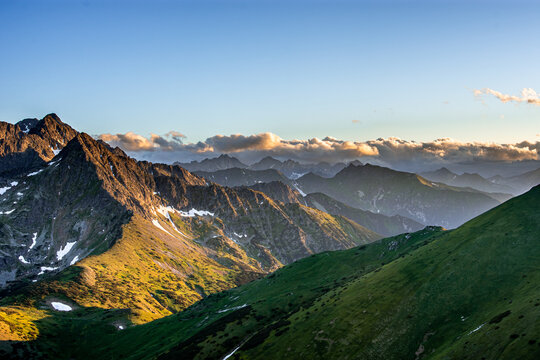 Sunset over High Tatras