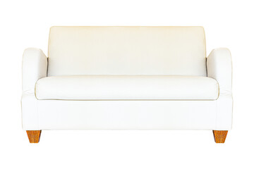Cream leather sofa isolated on a white background