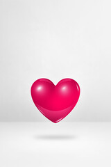3D pink heart on a white studio background