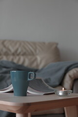 Cup of tea and reading a book 