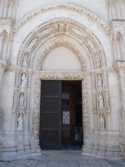 The entrance portals of the Church of St. Jacob in Sibenik, Croatia, show bible scenes