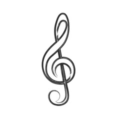 Obraz premium Treble clef on white background.Musical notes.Vector illustration. 