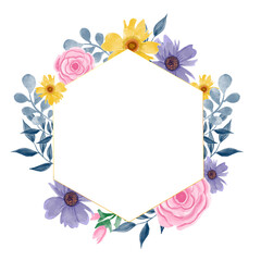 Hexagonal Beauty Frame roses for wedding invitation design