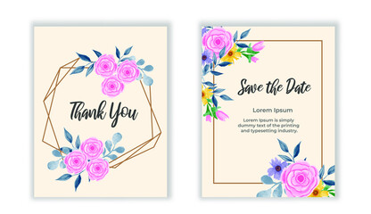 Wedding Illustration Template Design With Golden Geometric Design and Roses Frame